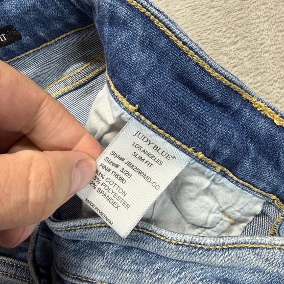 Judy Blue Jeans Womens 3/26 Slim Fit Distressed Light Wash Stretch Tummy Control - Picture 7 of 15